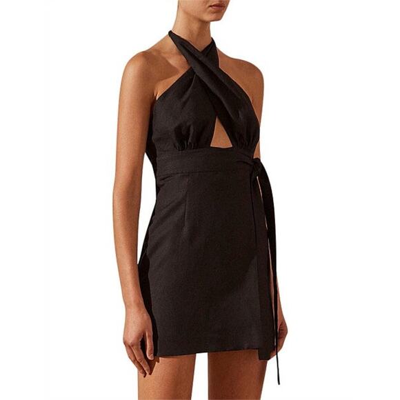 Shona Joy Black Halter Mini Dress - Picture 2 of 14